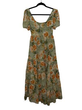 In Bloom Green Floral Maxi Dress - S